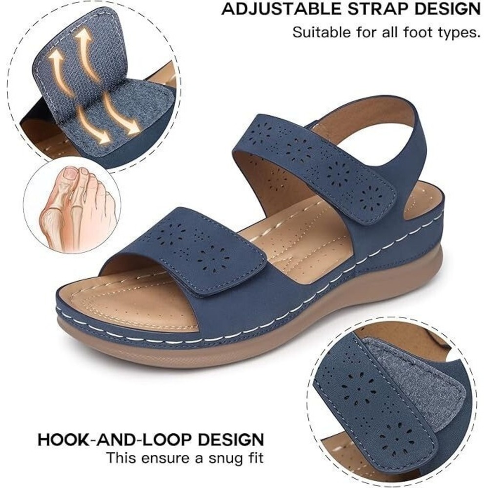 Shibever Women's Dressy Ankle Strap Walking Sandals - Blue - Sz 40 (US 9) - Picture 3 of 4